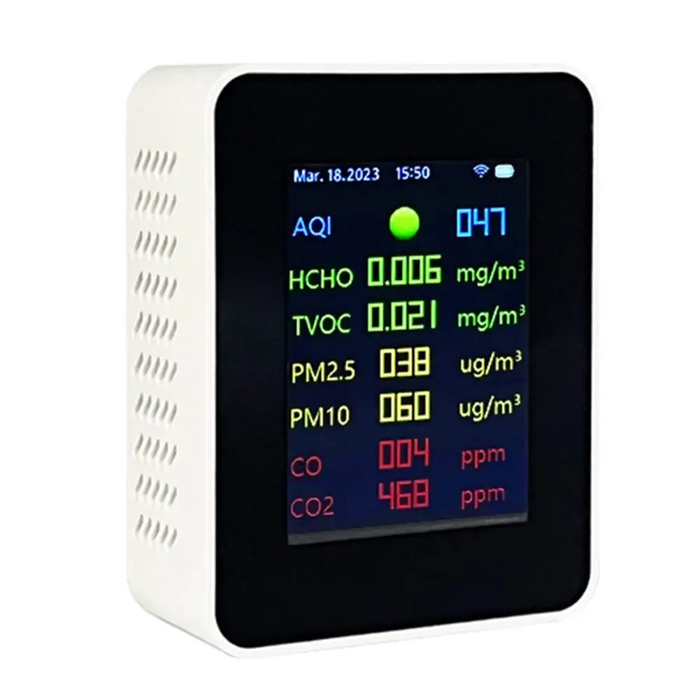 FOR TUYA WIFI 9-in-1 Indoor Air Quality Tester Temperature Carbon Dioxide Tester Temperature Humidity Carbon Dioxide Level