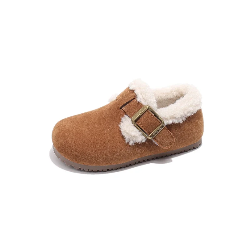 2025 Inverno Nuovo Punta Rotonda Scarpe di Cotone Caldo Gancio e Anello Versione Coreana Portatile di Scarpe per Bambini