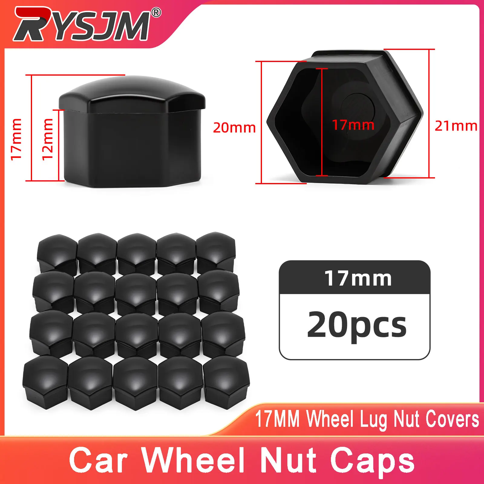 20 unidades de tapas universales antirrobo para tuercas de rueda de coche de 17 mm, para tornillos de cubo de rueda y tuercas centrales