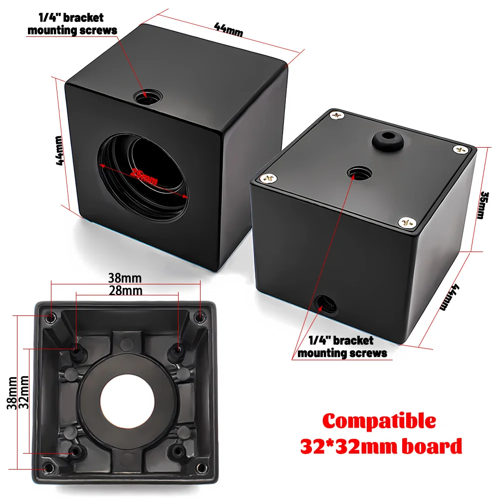 CS Mount CCTV Camera Case for 32x32mm Module, Metal Security Surveillance Shell Enclosure with Bracket & M12 Lens Mount Adapter