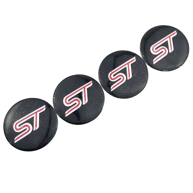 4PCS ST Car Wheel Center Stickers Cover for Ford ST Fusion Everest Escape Explorer Edge Mondeo Focus Ecosport Fiesta Kuga