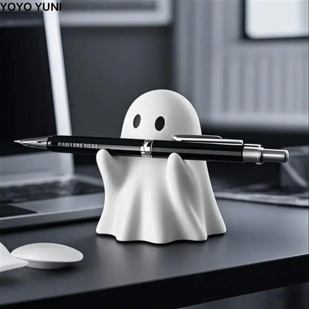 Multi Functional Cute Ghost Pen Holder Funny Creative Halloween Ghost Figurine Portable Decorative Little Ghost Statue Home