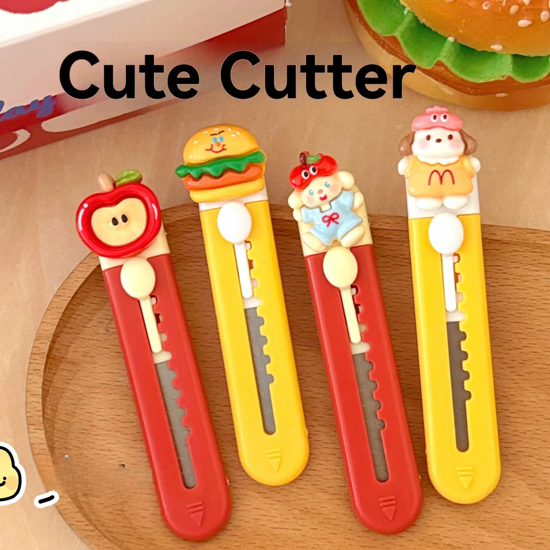 1/4 قطعة الإبداعية لطيف الكرتون الفن سكين المحمولة صندوق صغير مفتوح سكين طالب ورقة قطع سكين #4