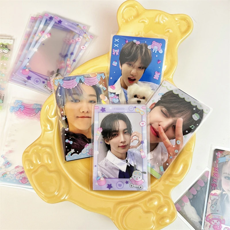 20pcs/pack Cute Japanese Cartoon Kpop Photo Card Holder Idol Laser Photo Protective Display Sleeves Kawaii Stationery Kids Gift