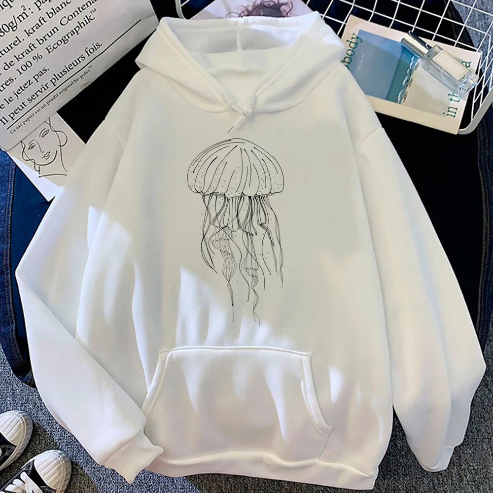 Jellyfish hoodies women Fleece harajuku vintage hoddies women anime pulls