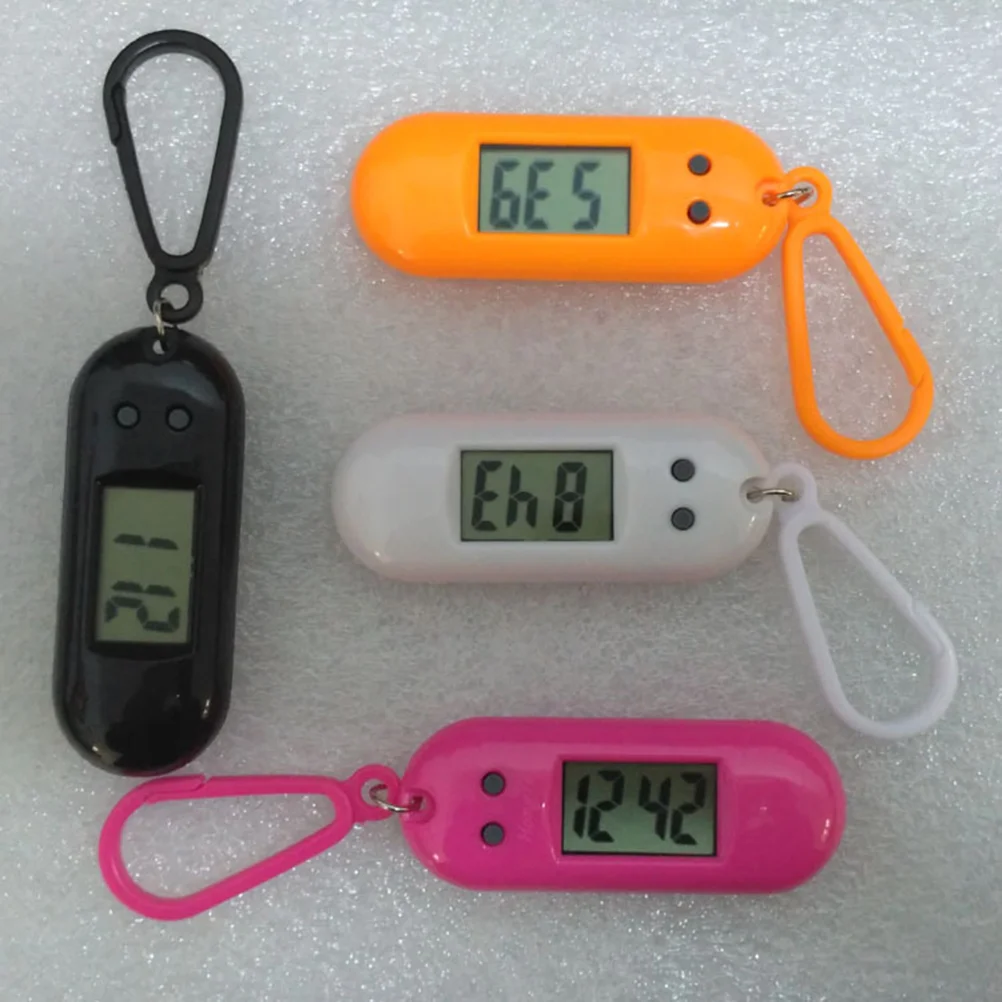 4pcs Keychain Pocket Watch Clock Electronic Watch Funny Clip-on watch for Children Kids Students (Mixed Color)