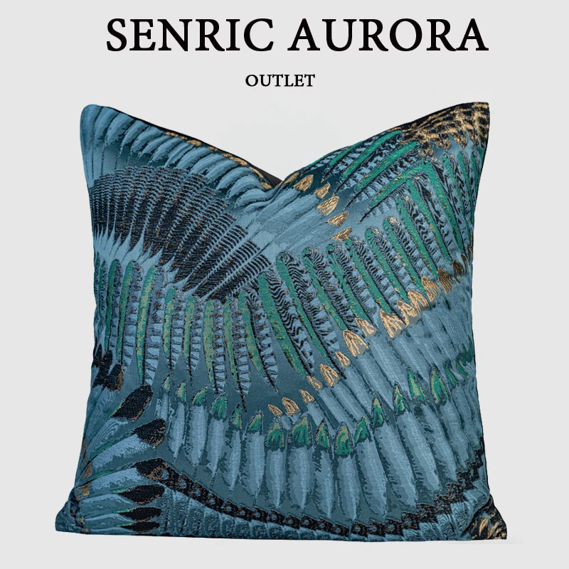 Design Luxury Cushion Cover 30x50 45x45cm Turquoise Wings Square Pillow Case For Home Hotel Bed Living Room Sofa