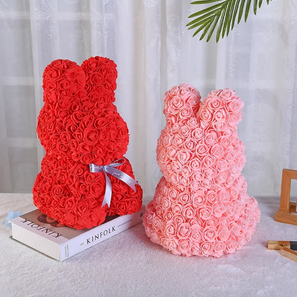 New Christmas Gift Eternal Flower Rose Rabbit Valentine's Day Gift Confession Rose Rabbit Foam Flower Rabbit