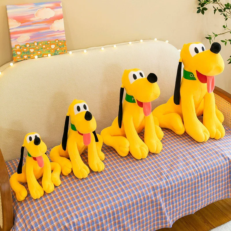 1 unidad de 28cm/11,02 pulgadas, muñeco de perro pequeño amarillo con forma de dibujos animados, juguete de peluche, venta al por mayor, lindo plutón, almohada grande para oreja, tijera, máquina de regalo