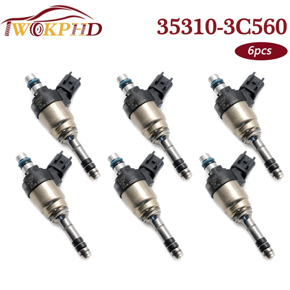 6pcs NEW Fuel Injectors Nozzle for Hyundai Santa Fe Azera Genesis Coupe Kia Sedona Sorento K900 Cadenza 3.3L 3.8L V6 35310-3C560