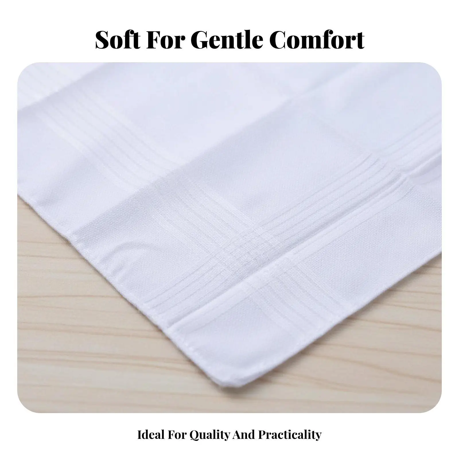 Soft Cotton White Handkerchief for Men Large Absorbent Classic Design Pocket Square Handkerchiefs for Suit Wedding Formal Events