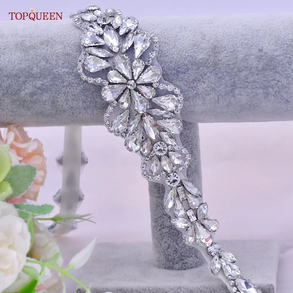 TOPQUEEN Marokko Mode Elegante Braut Gürtel Silber Strass Hochzeit Gürtel Strass Brautjungfer Gürtel Hochzeit Zubehör S99