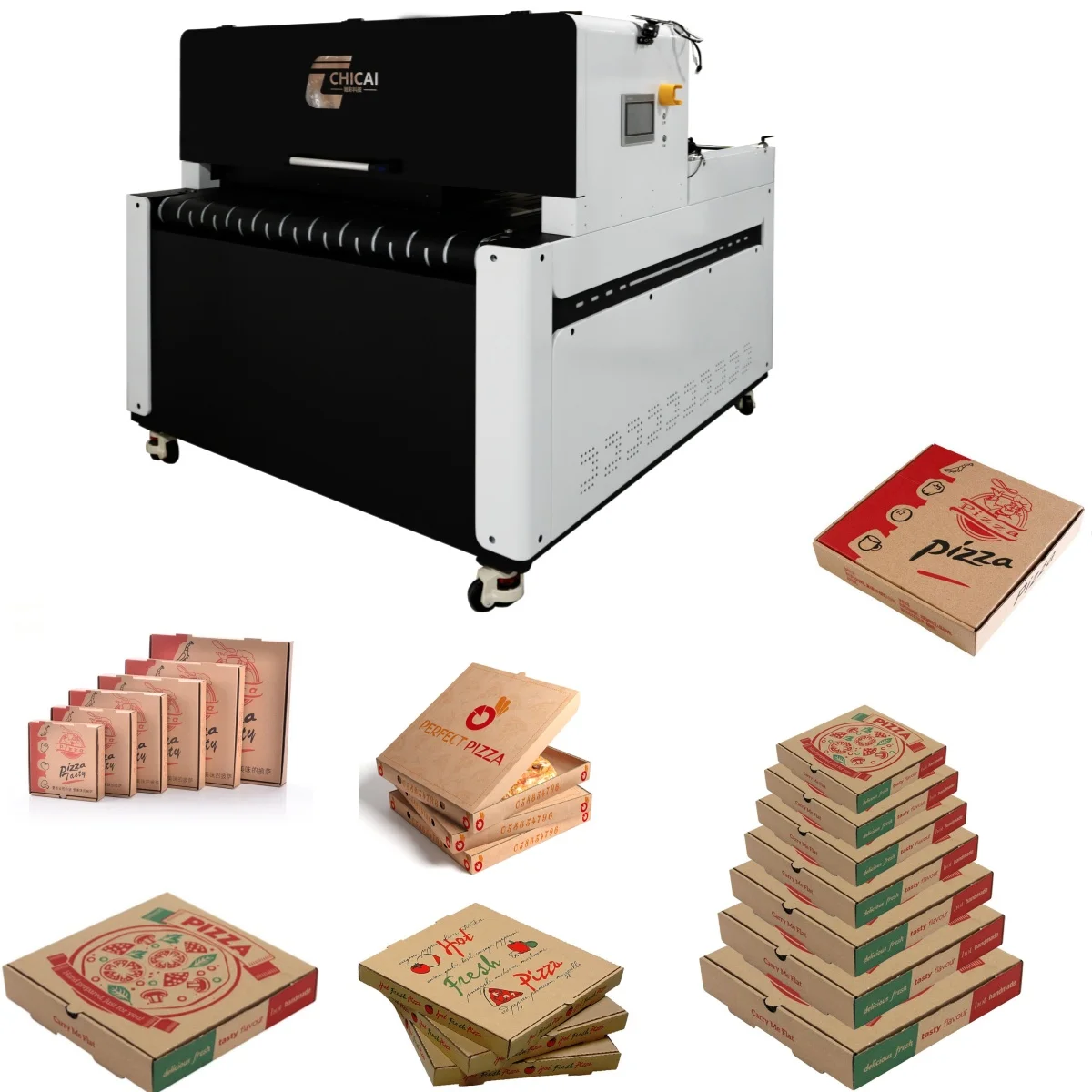 

Chicai Single Pass Digital Printer Machine Large Scale Pizza Boxes Production CMYK 4Colors A3 A4 Print Dimension Included
