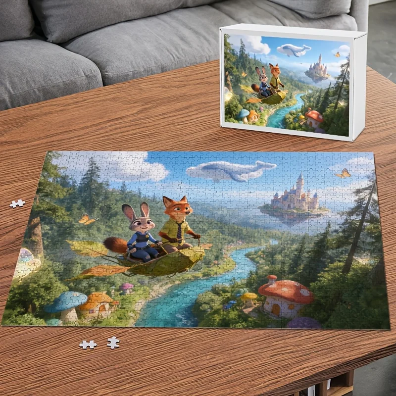 Puzzle affiche Disney Zootopia Judy Hopps et Nick Wild, 1000 pièces |   Idéal pour le divertissement à domicile, la décoration de la maison, cadeau parfait pour Bi