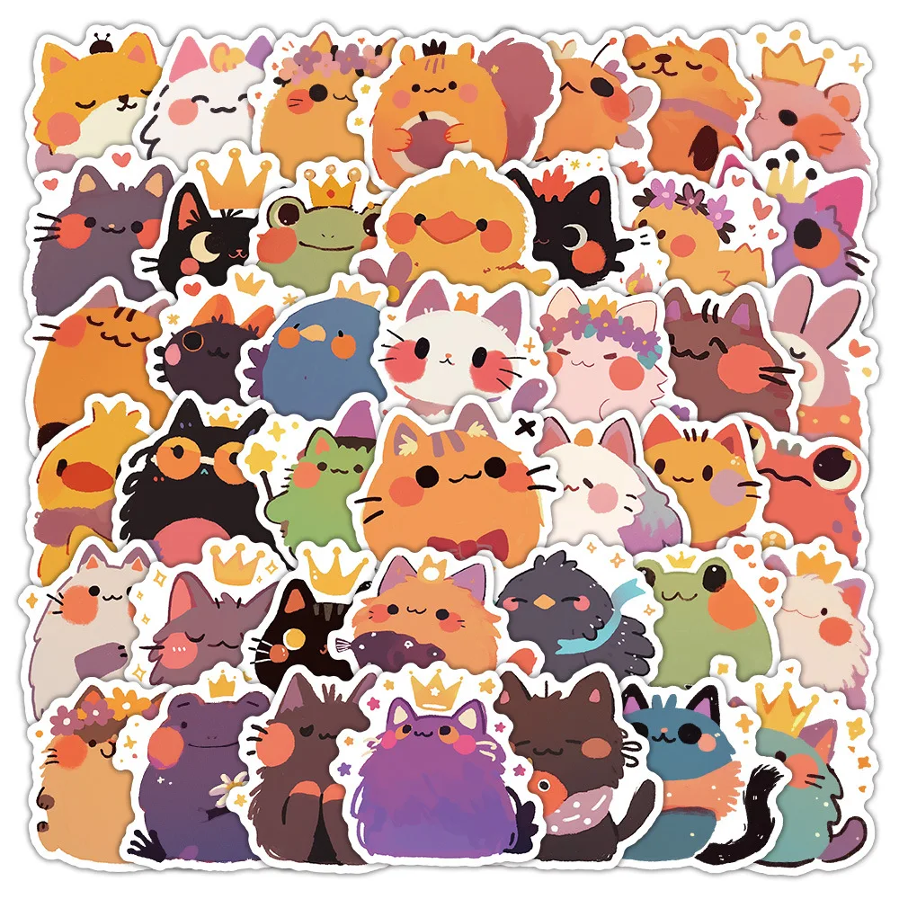 10/63PCS Kawaii Animal Sticker Funny Chicken Frog Cartoon Graffiti Decal Toy DIY Refrigerator Scrapbook Phone Case Water Cup