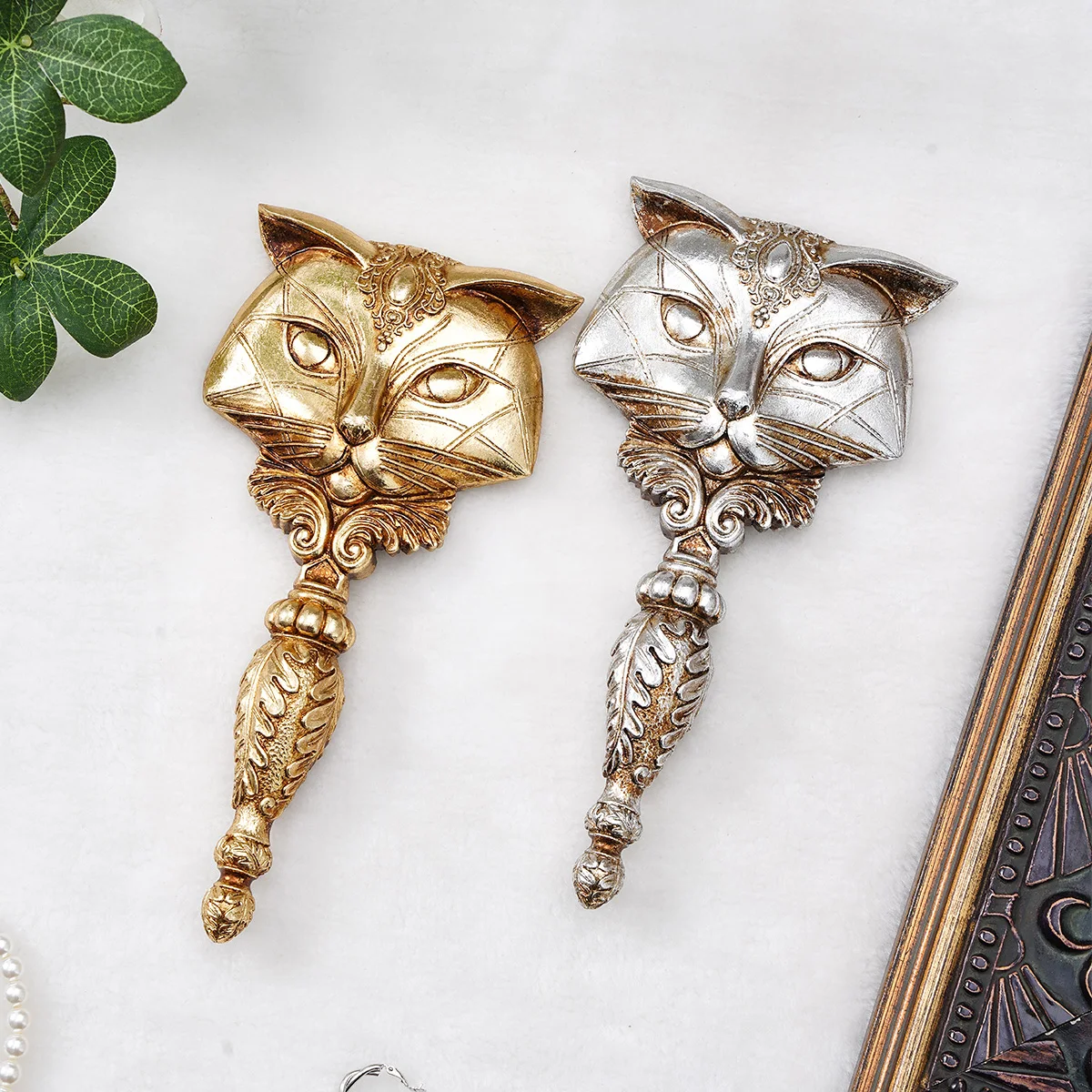 Miroir décoratif en forme de renard en résine, miroir de maquillage, miroir de beauté, 1 pièce