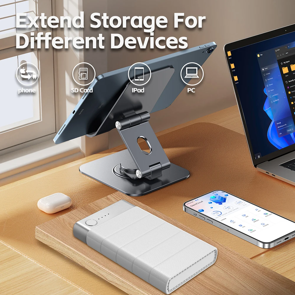 Disco duro externo portátil, dispositivo de almacenamiento para Android e iOS, 5000mAh, 500G/1TB, fuente de alimentación