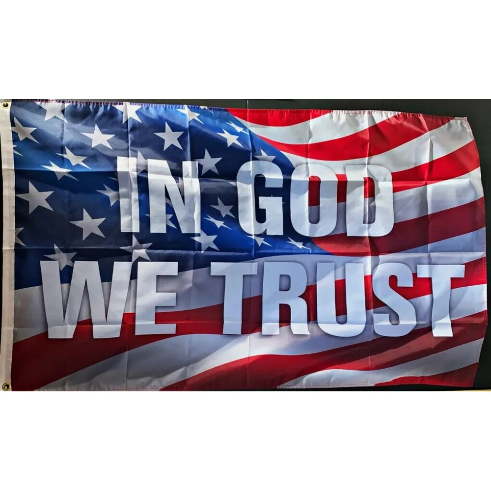 custom gift 3x5ft polyester IN GOD WE TRUST Flag with USA Banner WITHOUT FLAGPOLE