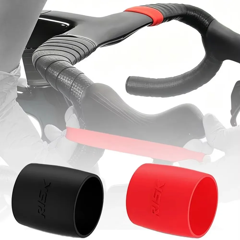 1 Pair High Elasticity Bicycle Handlebar Strap Fixing Ring Silicone Material Handlebar Tape End Fixing Easy Anti-Slip Sleeve
