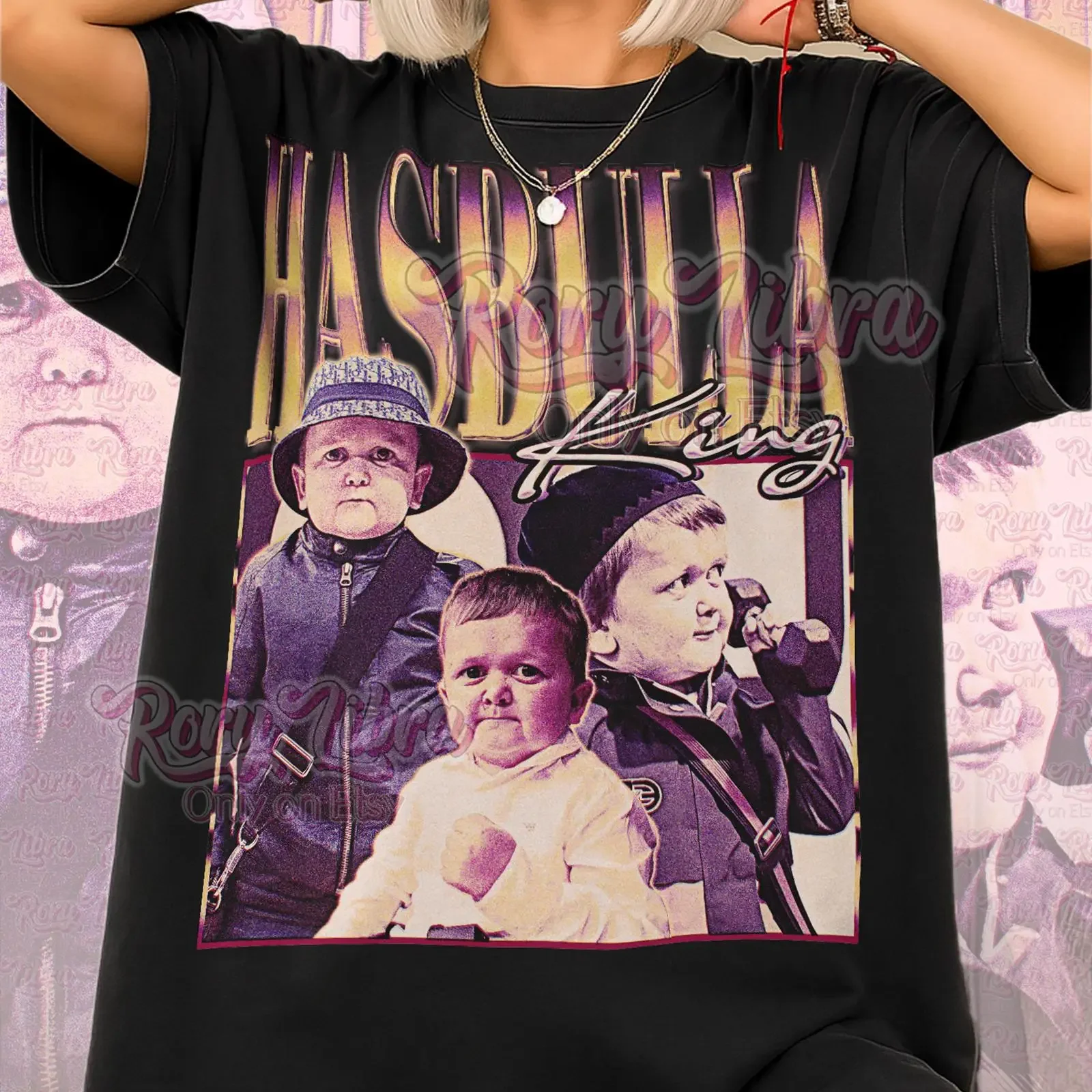 T-shirt vintage années 90 King Hasbulla – Amusant, célébrité internet, influenceur, Meme, rétro, style streetwear délavé légèrement vieilli