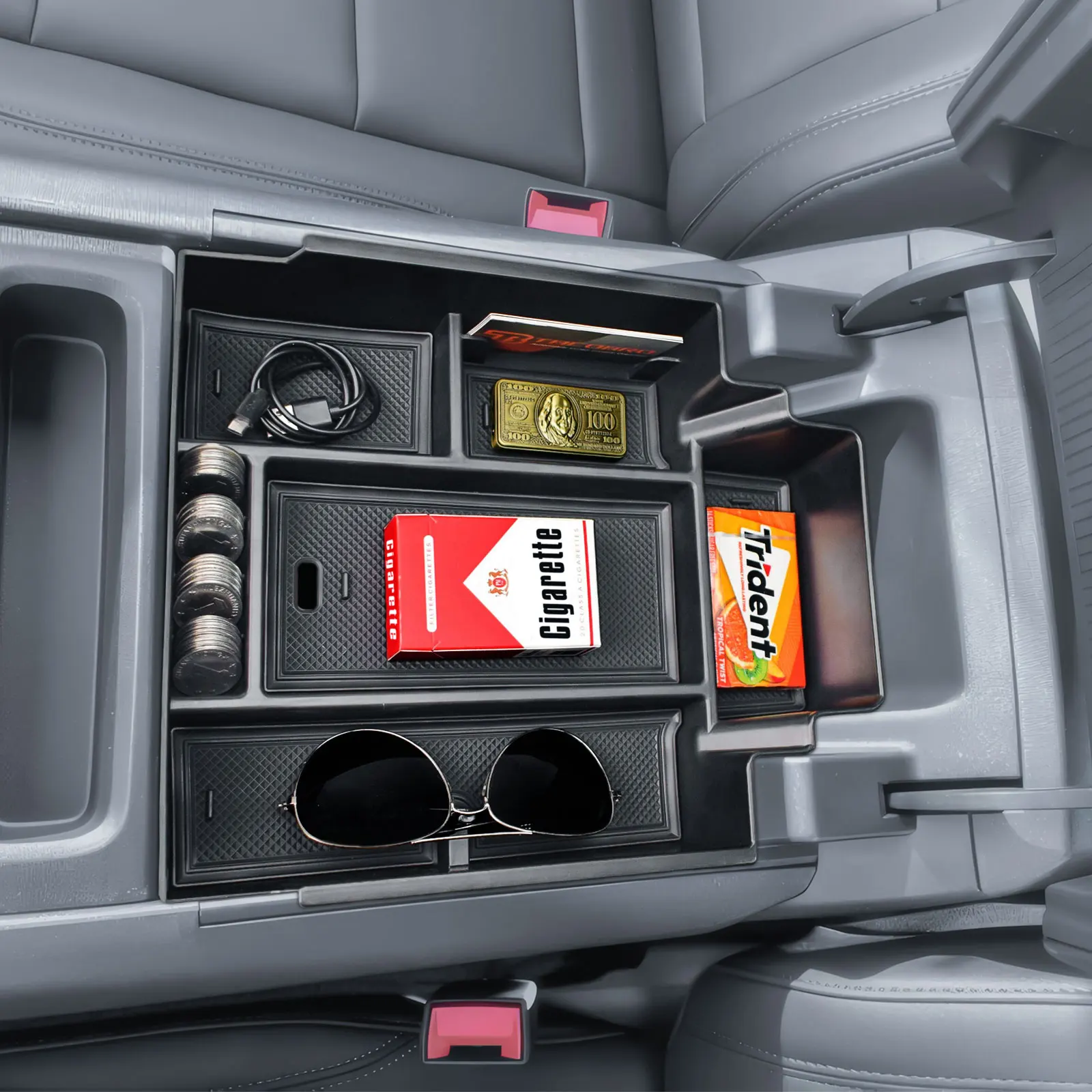 ل 2024-2025 تشيفي سيلفرادو EV WT وجي إم سي سييرا EV وحدة التحكم المركزية درج منظم مسند الذراع صندوق تخزين الداخلية اكسسوارات السيارات #2