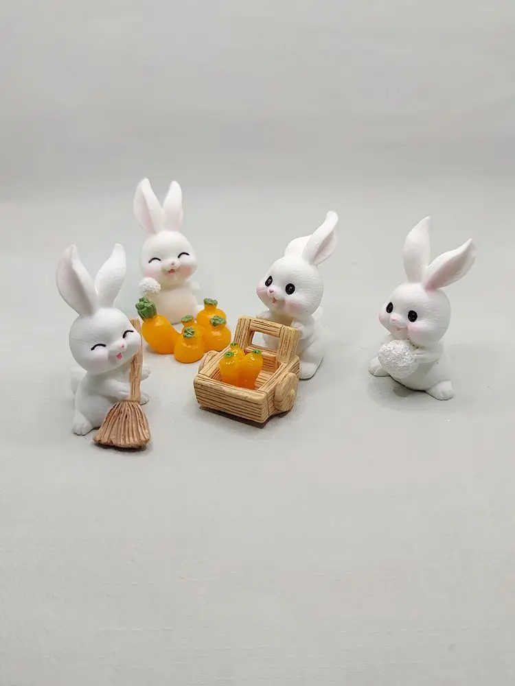 Simulation animal model cartoon rabbit doll cute rabbit miniature doll resin micro landscape desktop ornaments