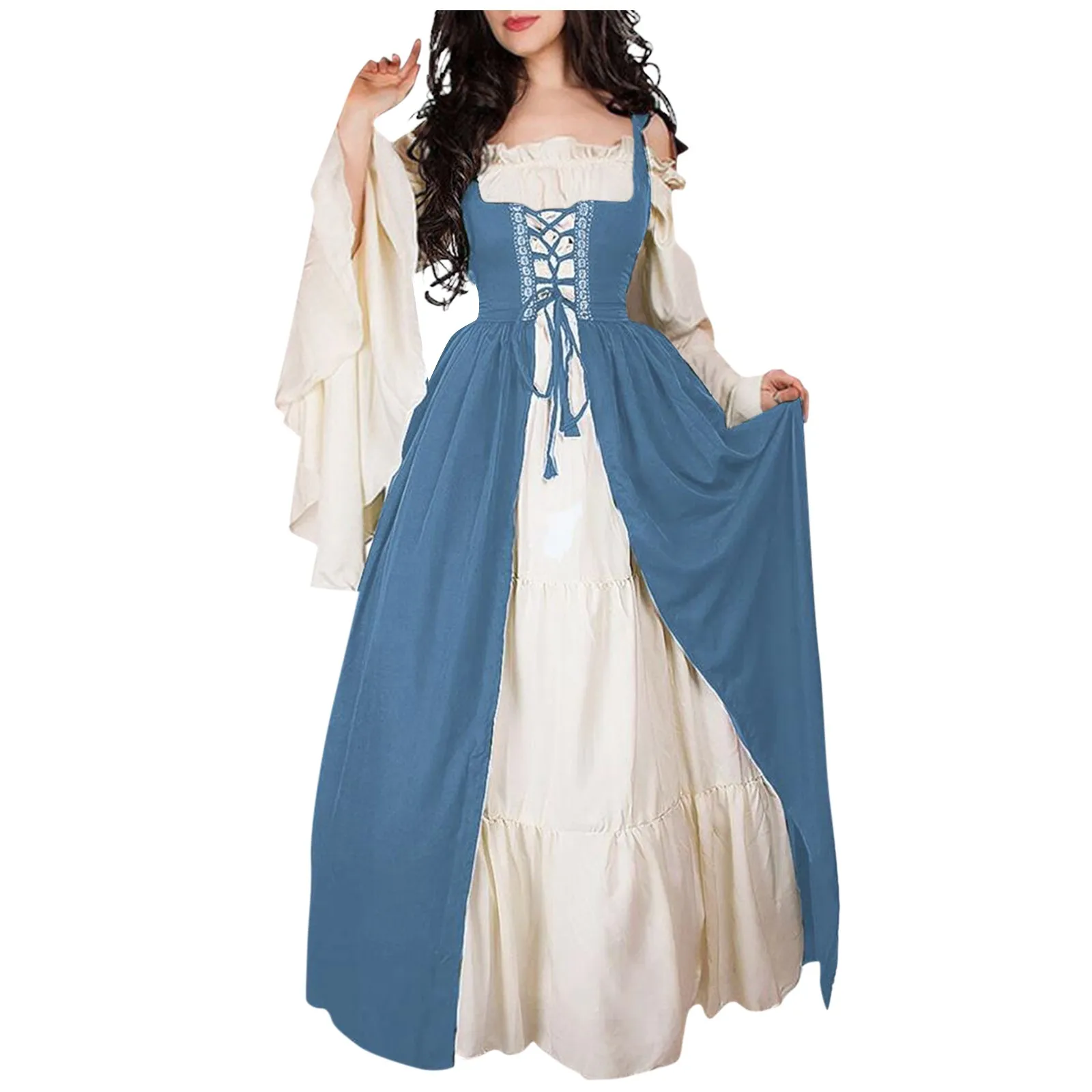 

Woman Renaissance Gothic Long Maxi Retro Vestido Victorian Lace Up Dress Up Ball Gown Plus Size Halloween Medieval Dress 코스프레