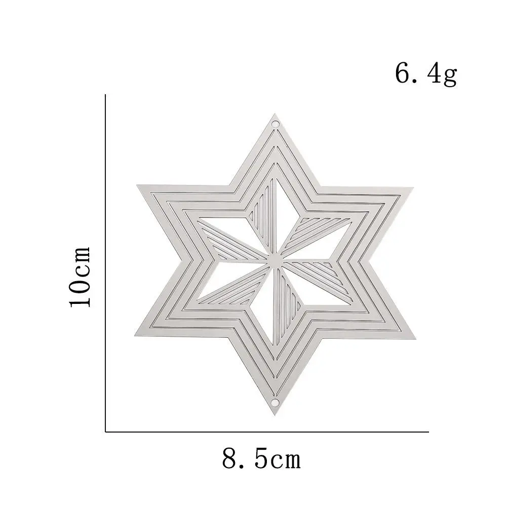 Nordic 3d Charm Hexagram Rotating Metal Wind Chimes David Shield Christmas Snowflake Garden Hanging Romantic Decoration