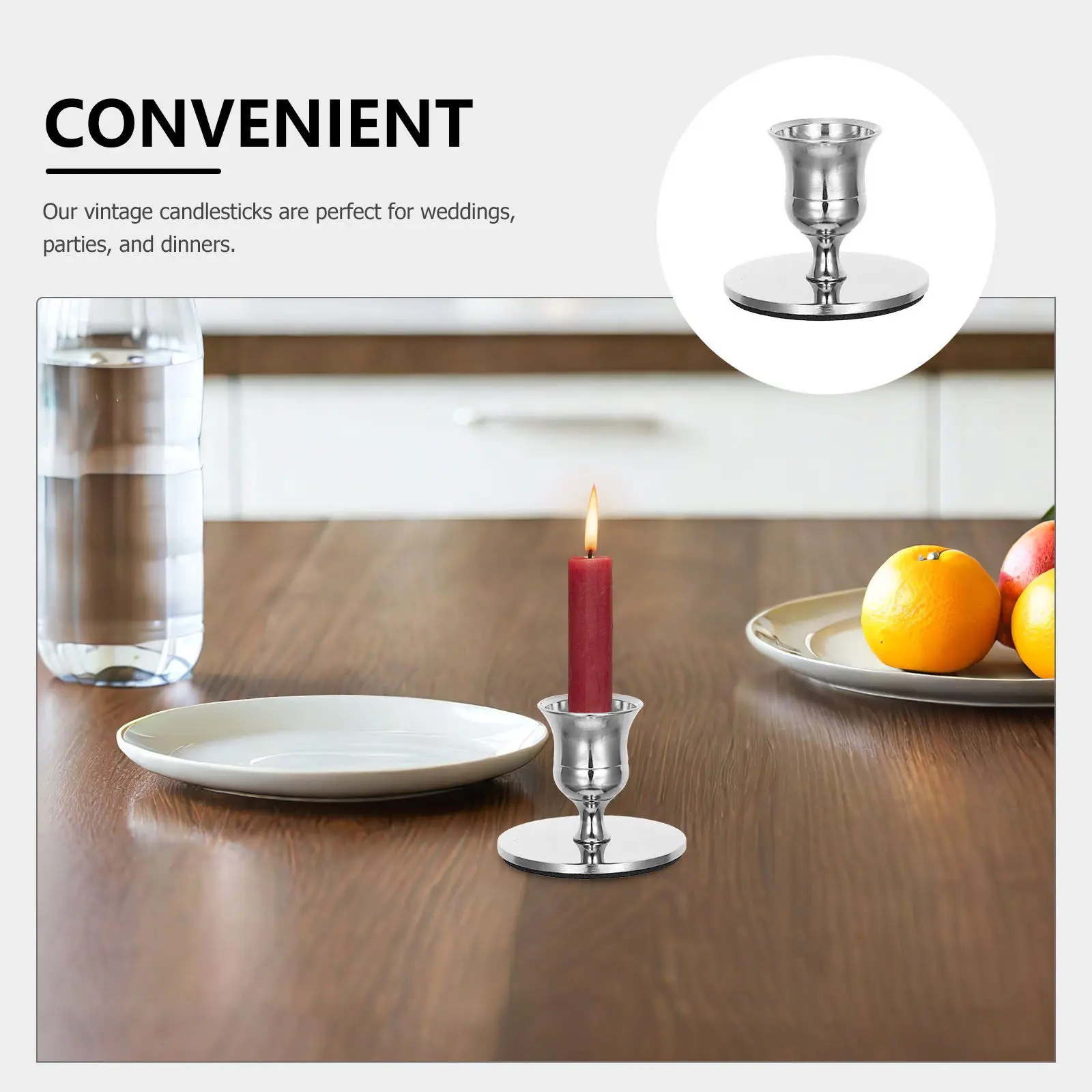 2pcs Vintage Metal Candle Holders Retro Bell Shape Taper Candlestick for Dining Table Wedding Party Fireplace Decor
