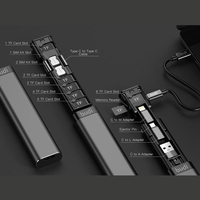 AU61-BUDI Multi-Function Smart Adapter Card Storage Data Cable USB Box For Iphone Huawei Xiaomi Samsung