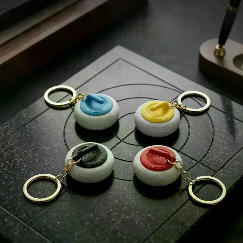Mini Curling Keychain With Realistic Design And Durable Gold Key Ring Perfect For Curling Fans Souvenir Gift