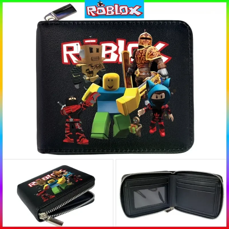 PU Wallet Coin Purse Around The Virtual World ROBLOX Game Half-fold Short Wallet Wallet Card Bag Kawaii Children's Toys Gifts