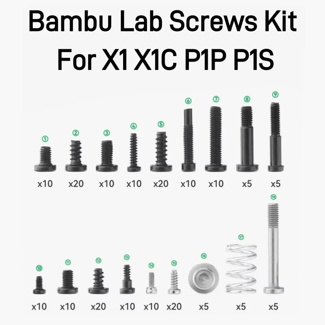 

Для комплекта обычных винтов серии Bambu lab X1/P1 с высококачественными винтами AMS, полностью подходит для 3D-принтера Bambu X1 X1C P1S P1P