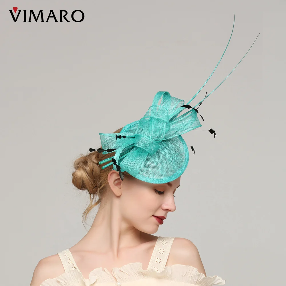 VIMARO Pink/Green Sinamay Fascinators for Women Elegant Headbands Green Fascinators for Weddings Kentucky Derby Hats Women