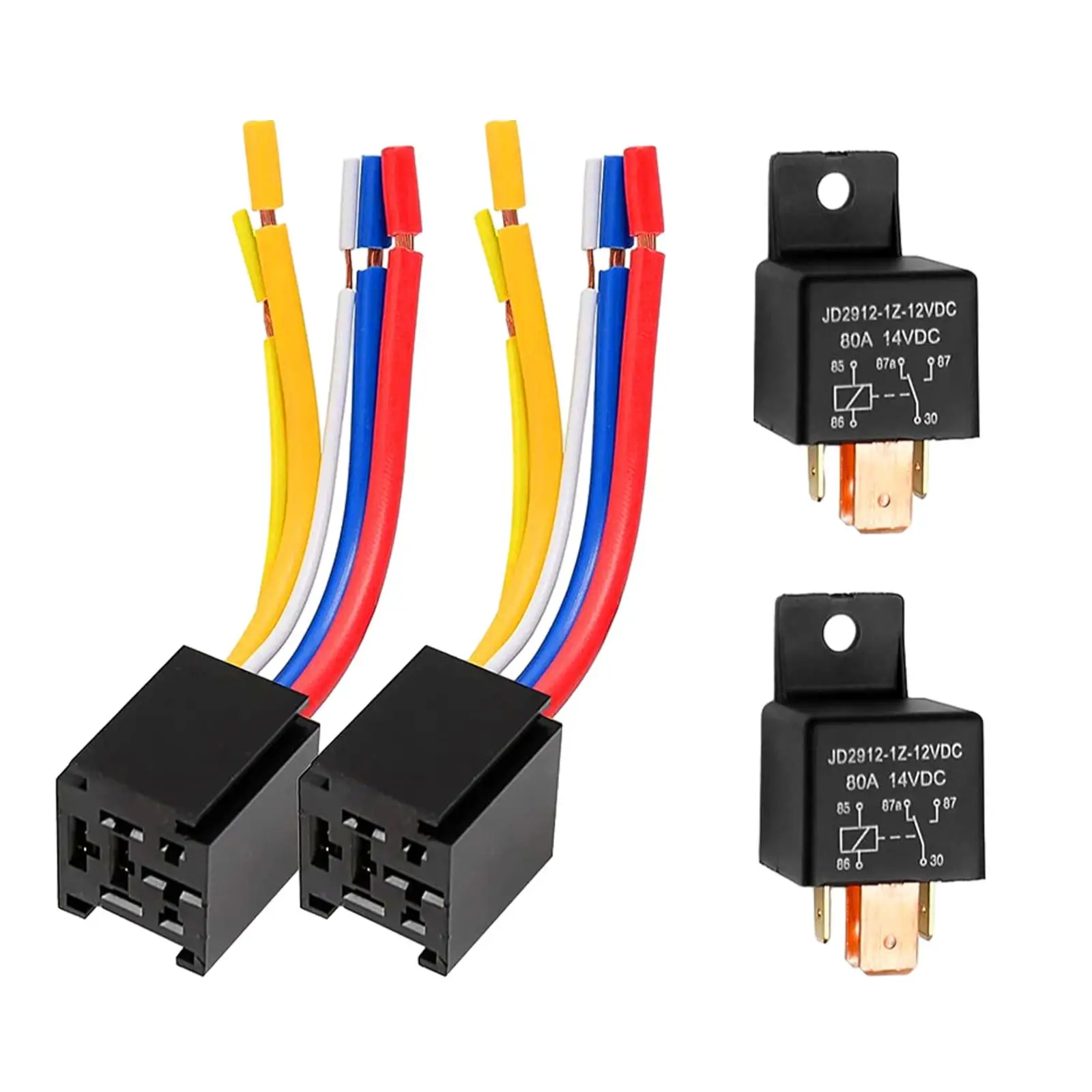 Car Relay Harness Jd2912-1Z-12VDC 80Amp 12V Spdt Socket Plug Automotive Relay