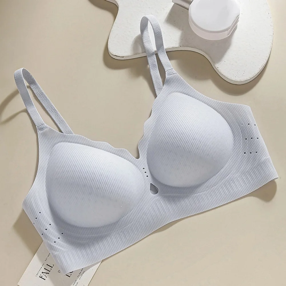 

Simple Traceless Jelly Seamless Bra Shockproof Lingerie Wireless Deep V Bra Solid Color Intimates Brassiere for Women Yoga Gym