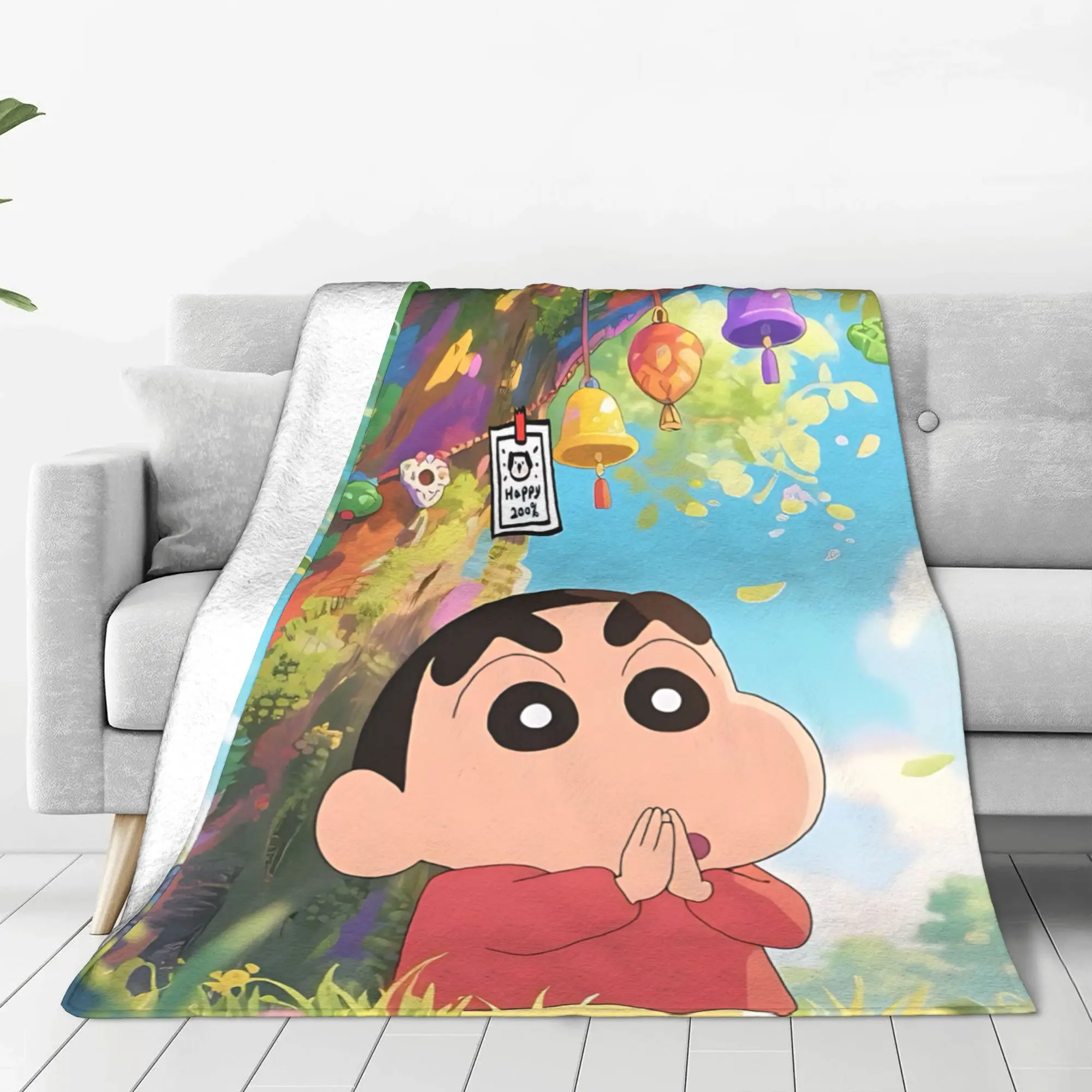 1PC home Cutecore Crayon S Shin chan  Blanket Super Cosy Plush Home Living Room Sofa halloween