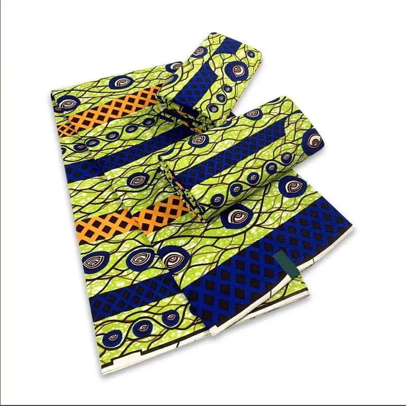 High Quality African Fabric Wax Print Cotton Quality Ankara Real Wax 6 Yards Textile For Evening Party Dress 05W4