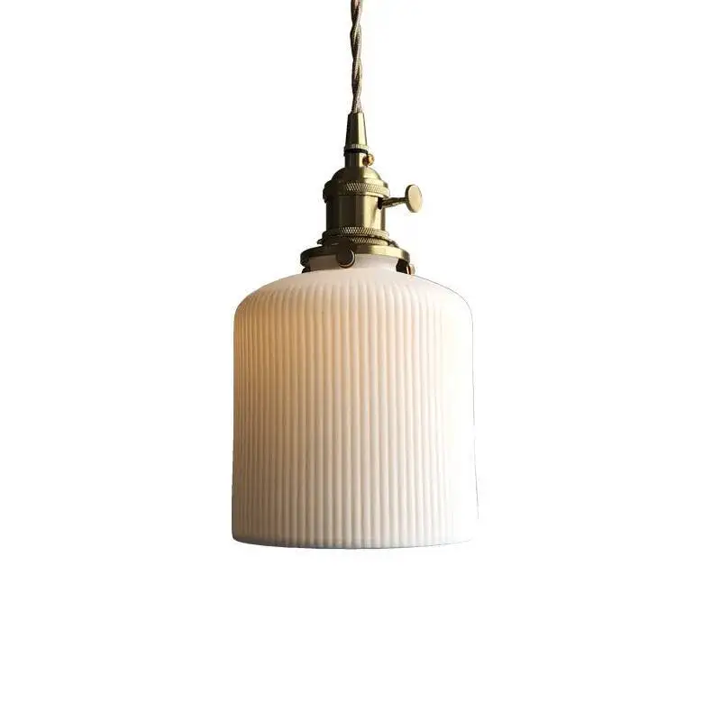 

Japanese Vintage Ceramic Pendant Light - Nordic Zen Brass Accent. Handmade Decor for Bedroom, Tea Room, Living Room.