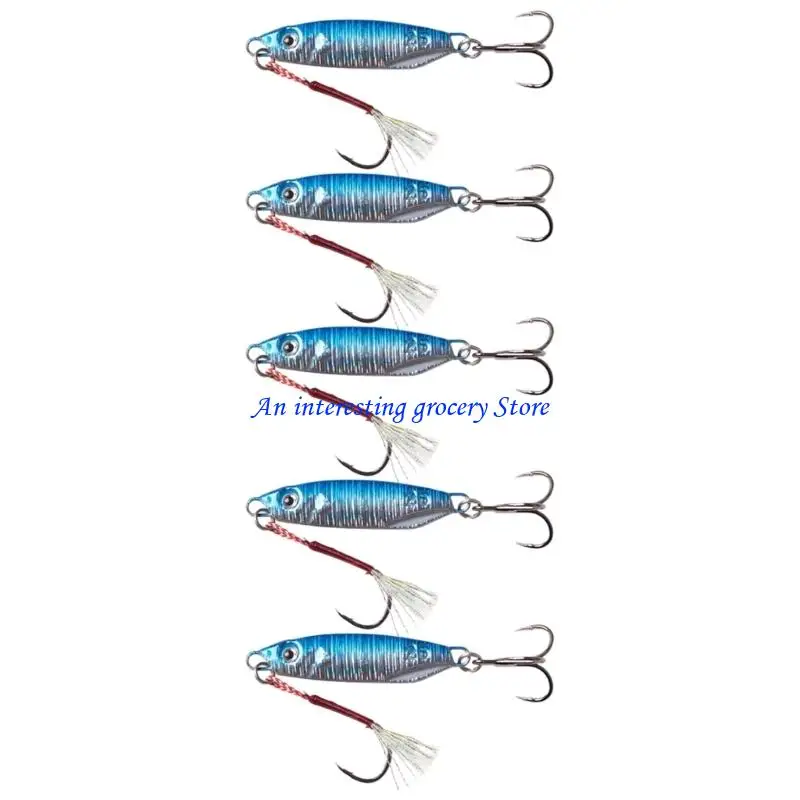 652D 5Pcs Angelgerät Metallguss Jigging Löffel Lockt Hohe Reflektierende Harte Köder mit Drillinge Angeln Köder – Detail 9
