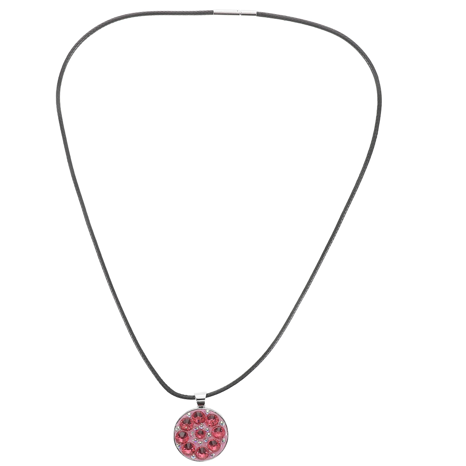 

Golf Crystal Hat Clip Marker Necklace Red Round Cap Gold Disc Women Accessories Material Golf Necklace Bubble