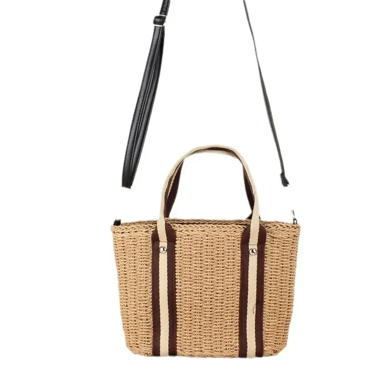 Summer straw tote bag hand-woven large capacity versatile oblique shoulder handbag for women view 5