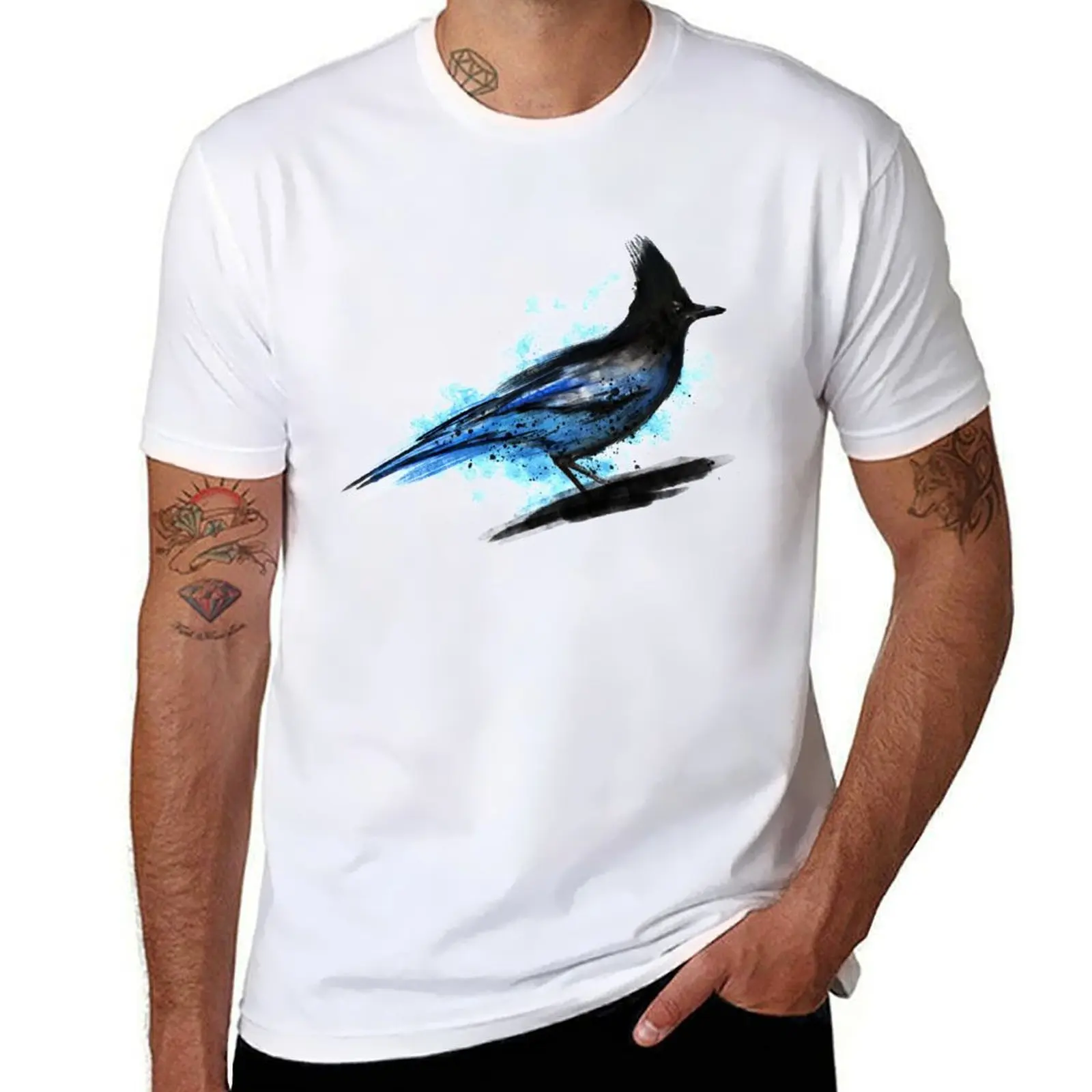 

Dramabite Watercolour stellar blue jay bird artistic artsy animal painting T-Shirt anime tshirt T-Shirt