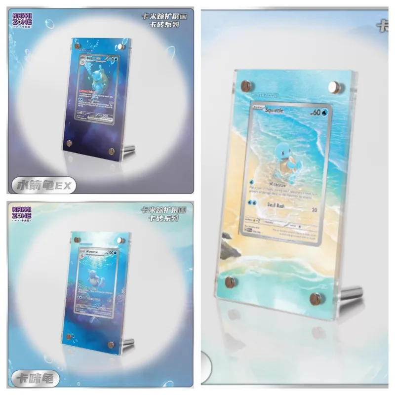 Soporte de exhibición Popular de Pokémon, tortuga Jenny Kami, flecha de agua, tortuga, tarjeta acrílica, marco de fotos de ladrillo, juguete de regalo Ptcg, no incluye tarjeta