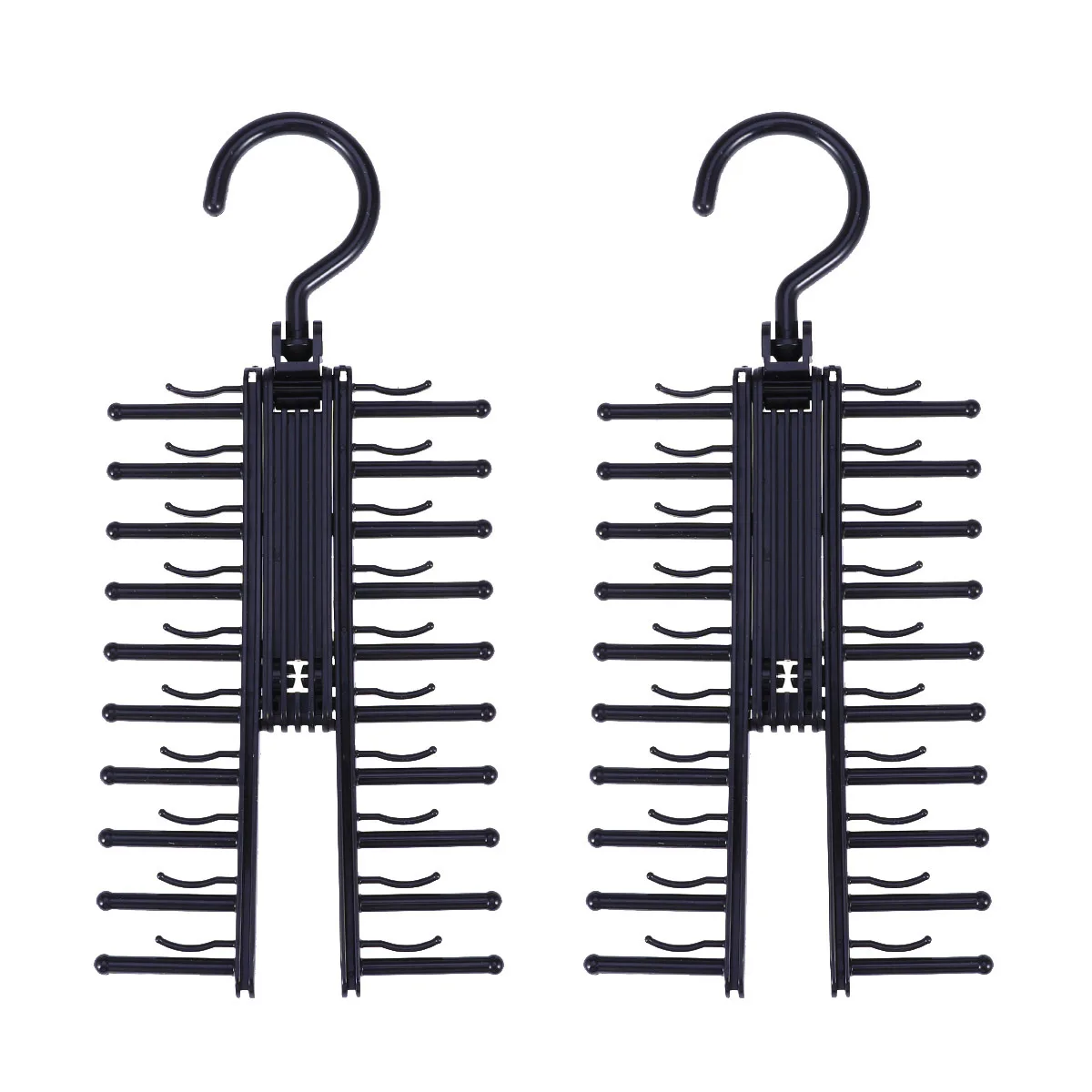 

2 pcs Tie Black Multi Hook Hanger Space Saving Double Sided Metal Organizer For Scarf Belt Necktie Clothes Storage Utility