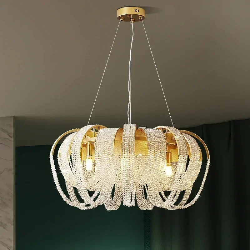 Crystal Tassels Led Ceiling Chandelier Living Room Kitchen Island Ceiling Lamp Lobby Pendant Lights Home Decorations