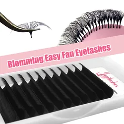 JYJLASHES Easy fanning Fast Fan Blooming Eyelash Extensions Matte Dark Black Automatic High Quality Flowering Volume Eyelash