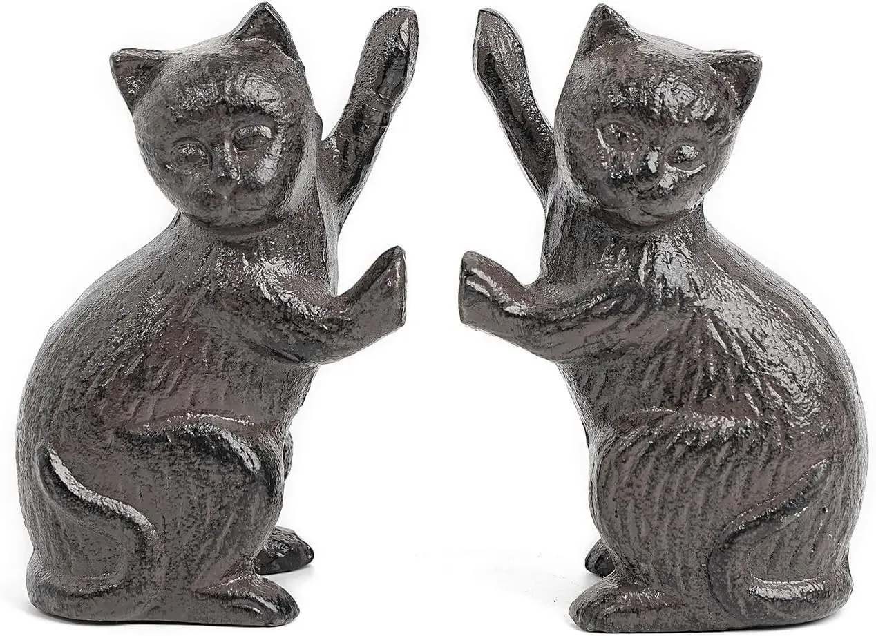 

Cast Iron Cat Sculpture Decorative Bookends, Animal Book End for Shelves Vintage Home Office Decor, Funny Bookend to Hol