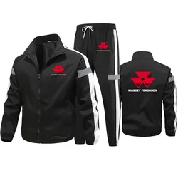 Massey Ferguson 2024 Men New Spring and Autumn Zip Pullover Tracksuit Sweatshirt + Pant Sportswear Suit Sports jacket suit