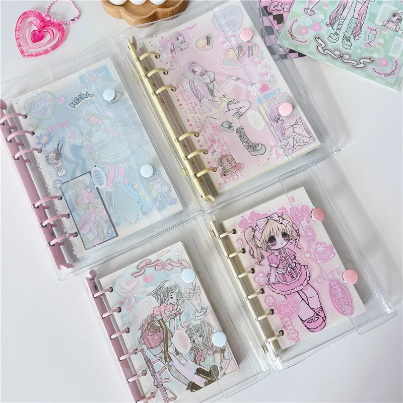 A6/A7 Transparent Korean Cute Diary Journal Notebook Loose-leaf Binder Kawaii Notebook Agenda Organizer School Stationery